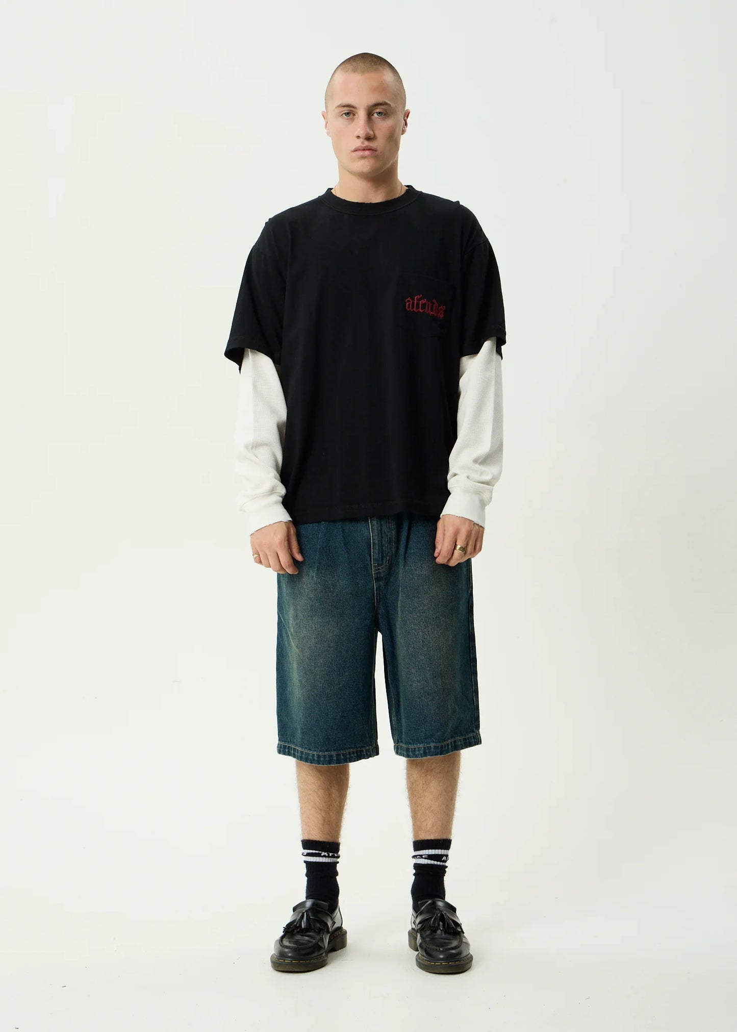 DROP ZONE - LAYERED WAFFLE LONG SLEEVE TEE