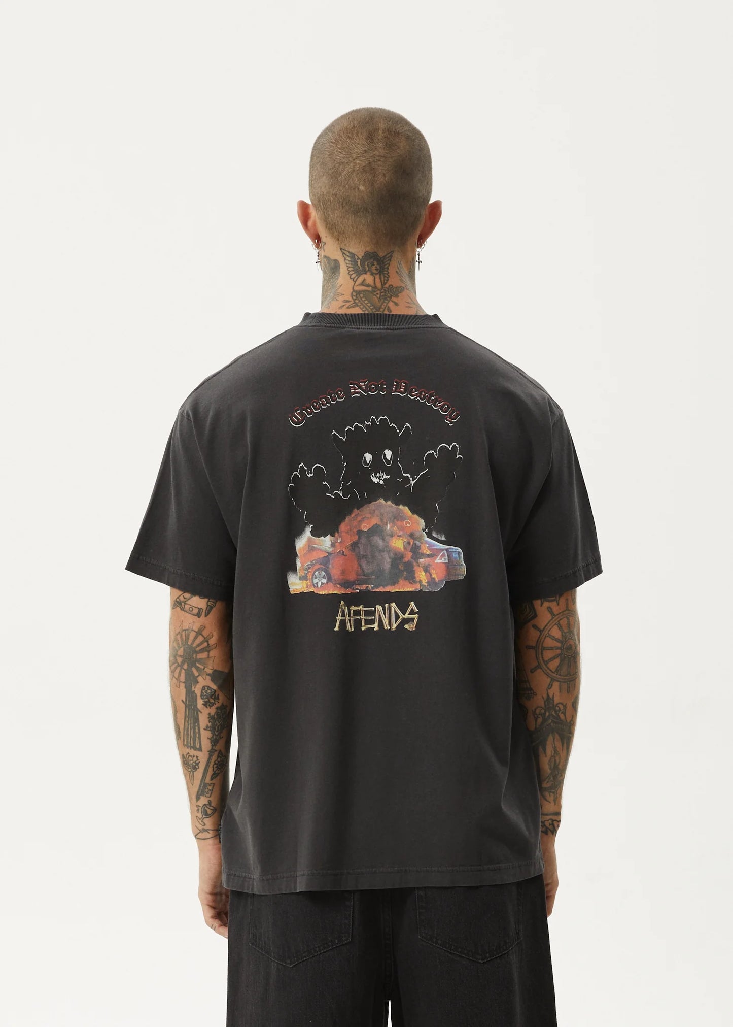 Crashed Out - Recycled Boxy Fit Tee - Stone Black