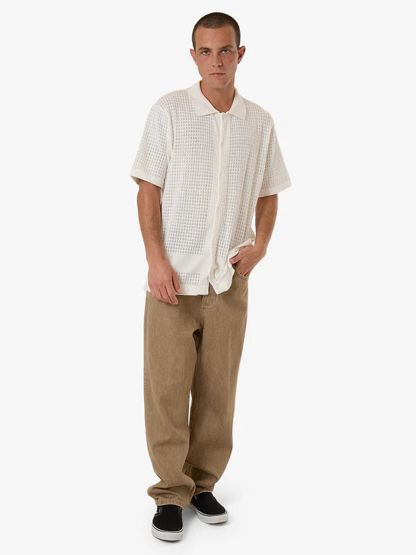 Lost In Paradise Knit Bowling Shirt - Unbleached