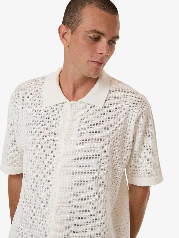 Lost In Paradise Knit Bowling Shirt - Unbleached