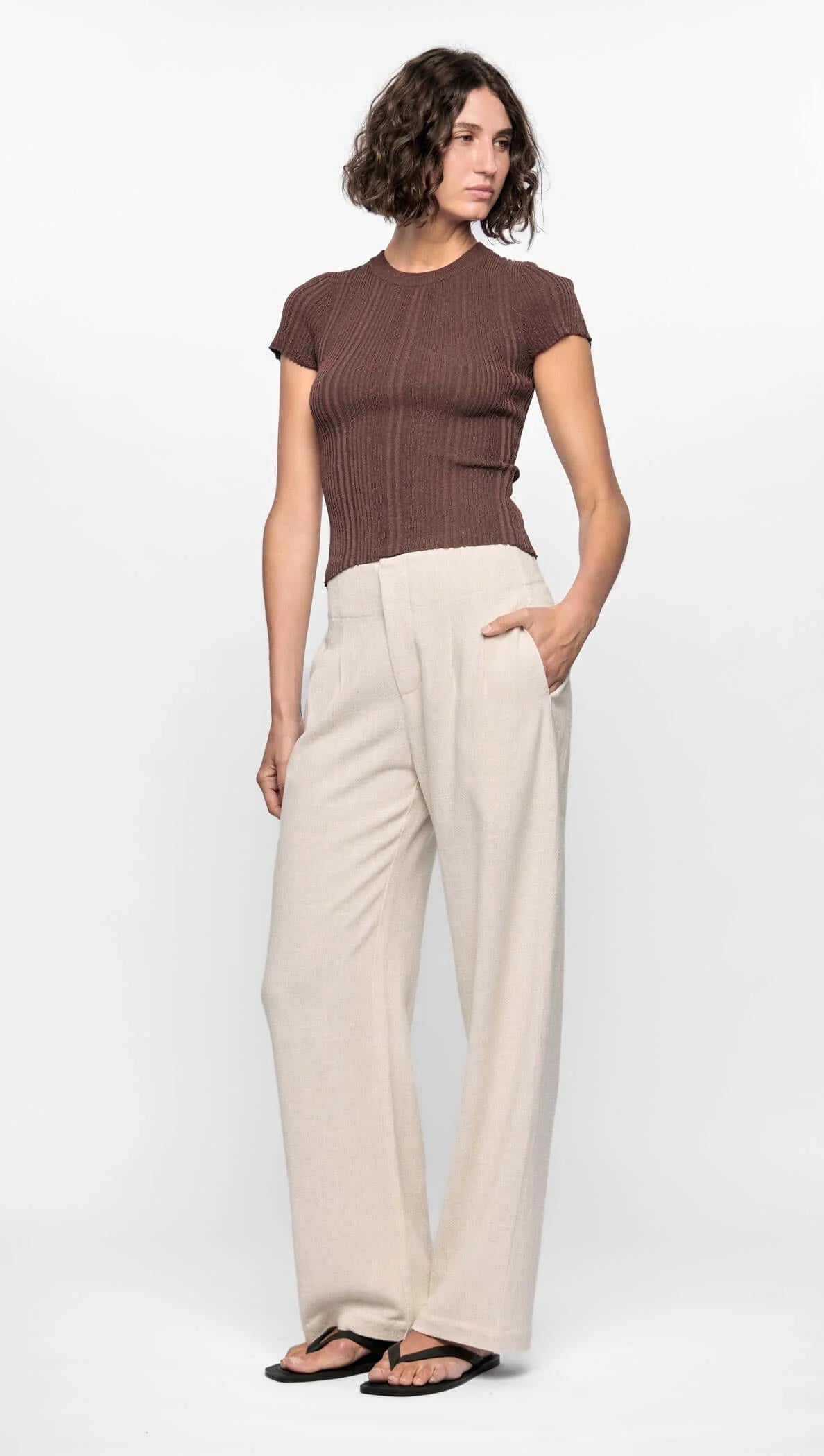 MAYA RIBBED KNIT TEE
