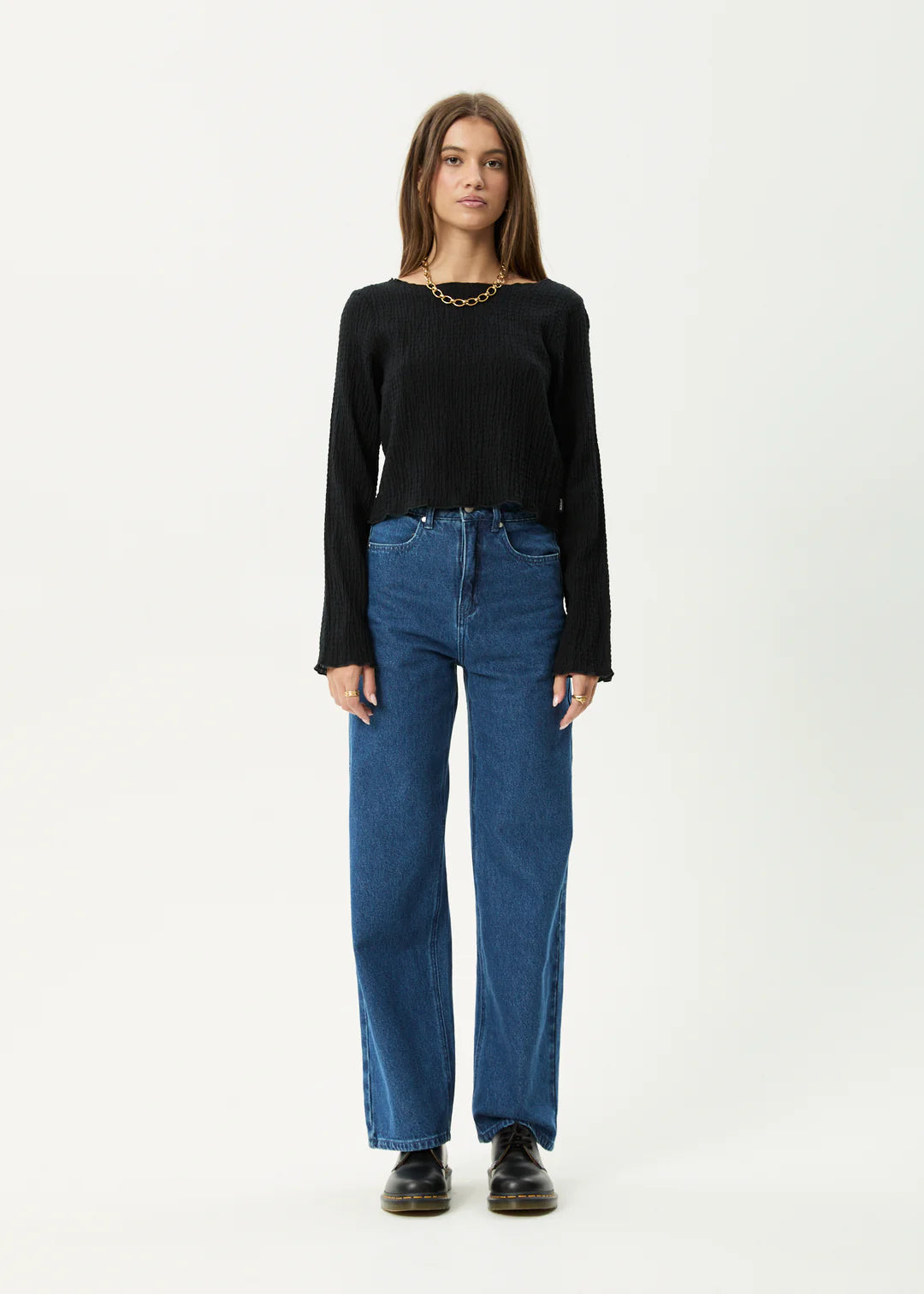 FOCUS - SEERSUCKER LONG SLEEVE TOP
