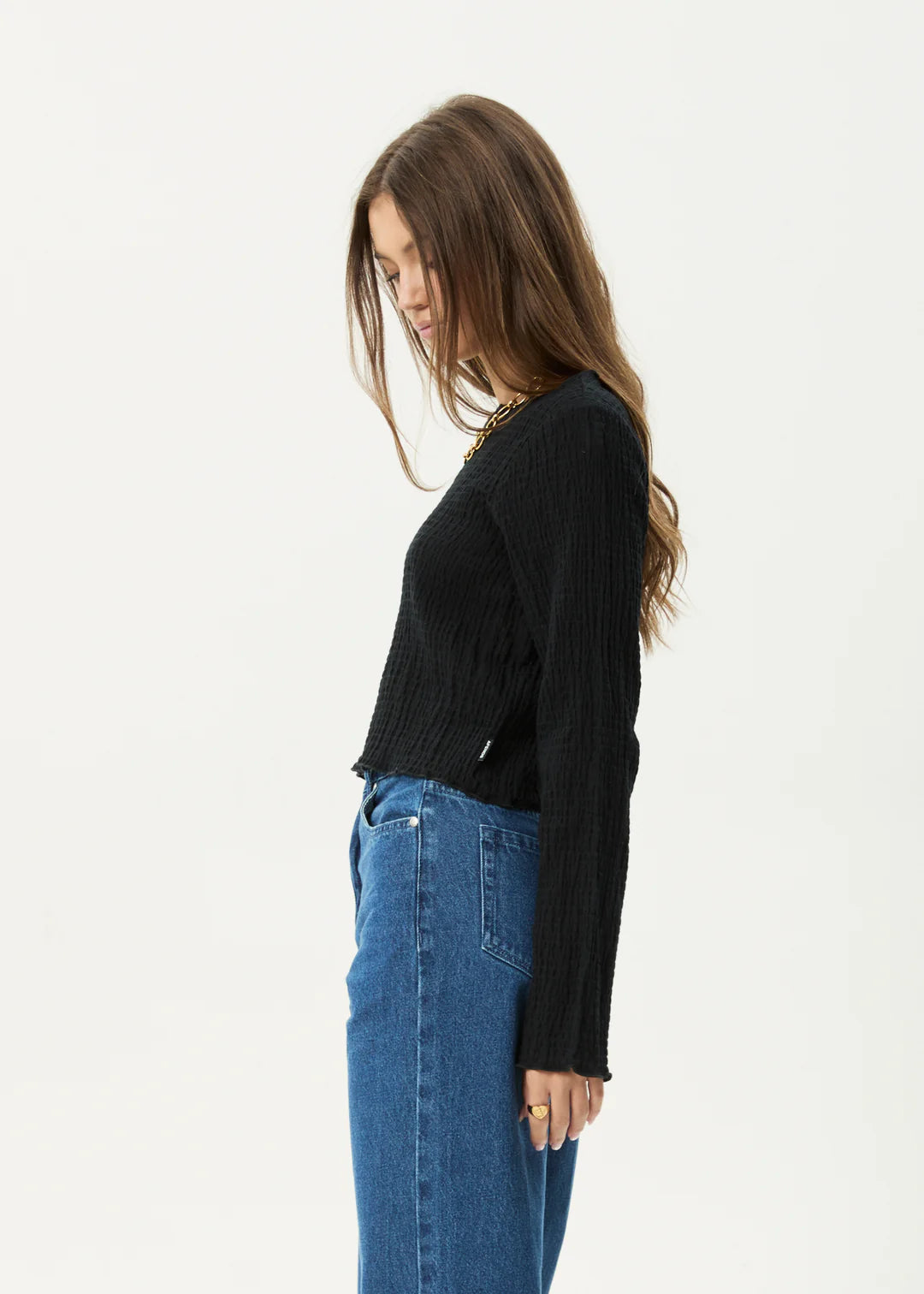 FOCUS - SEERSUCKER LONG SLEEVE TOP