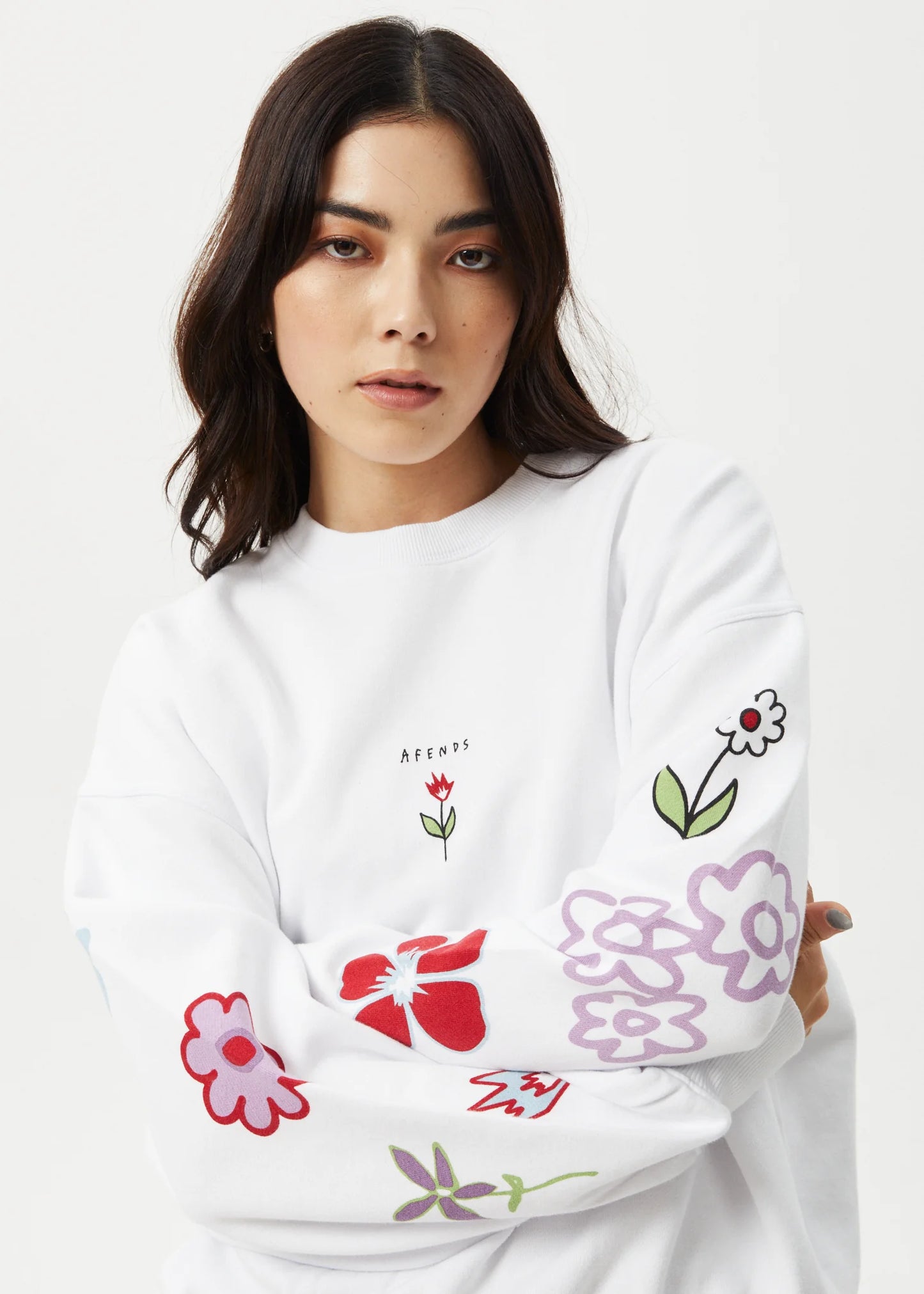 Flourish - Recycled Crew Neck - White