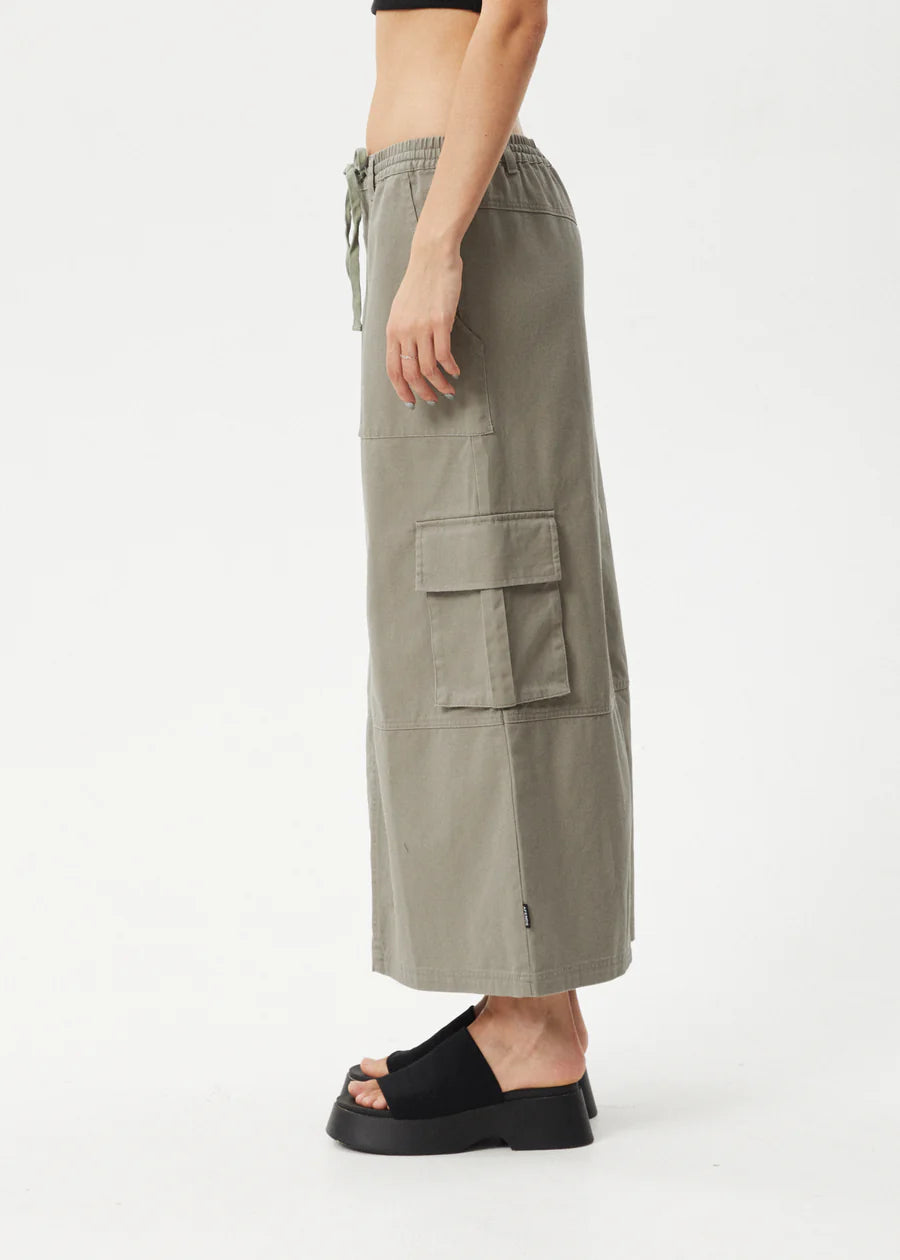 Tasman - Organic Cargo Maxi Skirt - Grey Olive