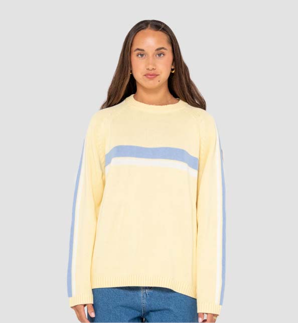WHITE LINES LONG SLEEVE CREW NECK KNIT