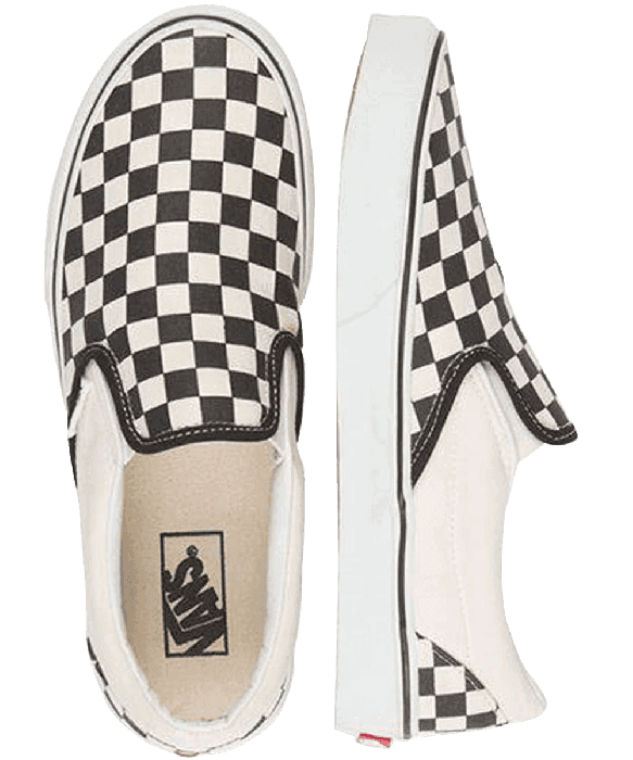 Gray and black 2025 checkered slip on vans