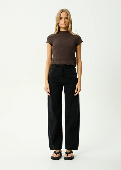 FOCUS - SEERSUCKER MOCK NECK TOP