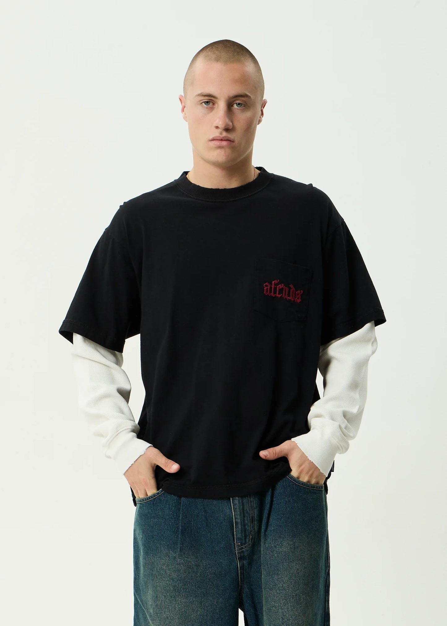 DROP ZONE - LAYERED WAFFLE LONG SLEEVE TEE