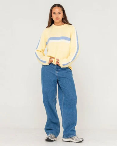 WHITE LINES LONG SLEEVE CREW NECK KNIT