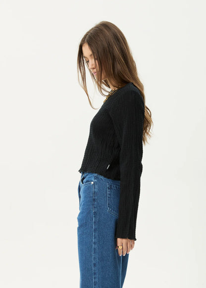 FOCUS - SEERSUCKER LONG SLEEVE TOP