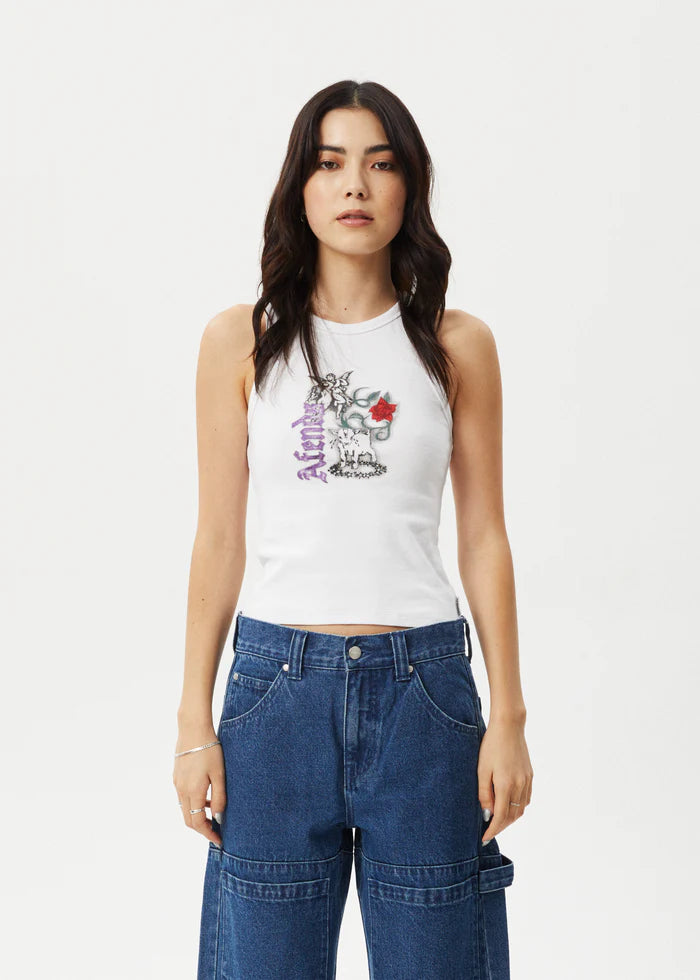 Nirvana - Recycled Rib Singlet - White