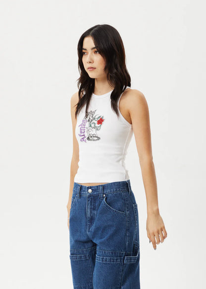 Nirvana - Recycled Rib Singlet - White