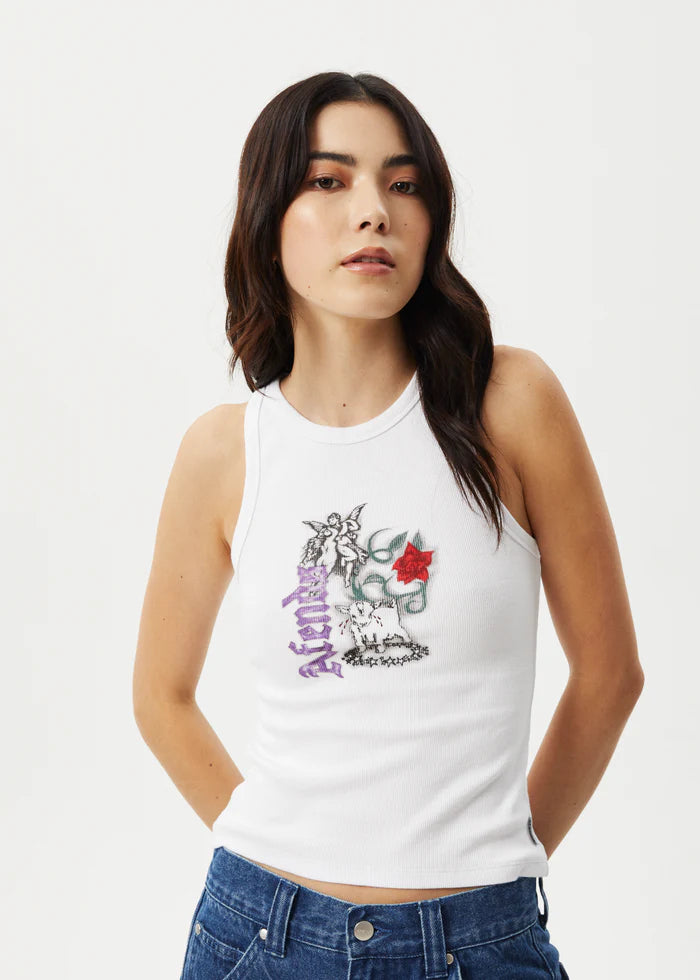 Nirvana - Recycled Rib Singlet - White