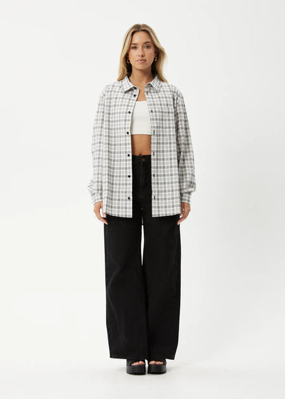 Leo - Organic Seersucker Check Shirt - Black / White