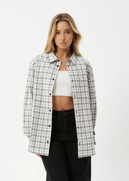 Leo - Organic Seersucker Check Shirt - Black / White