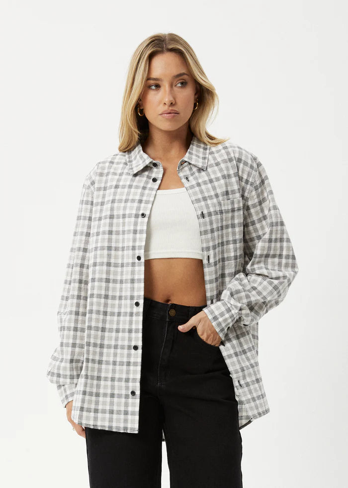 Leo - Organic Seersucker Check Shirt - Black / White