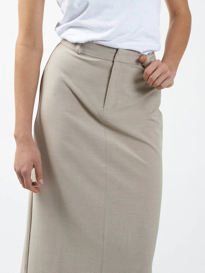 Column Suiting Skirt - Stone