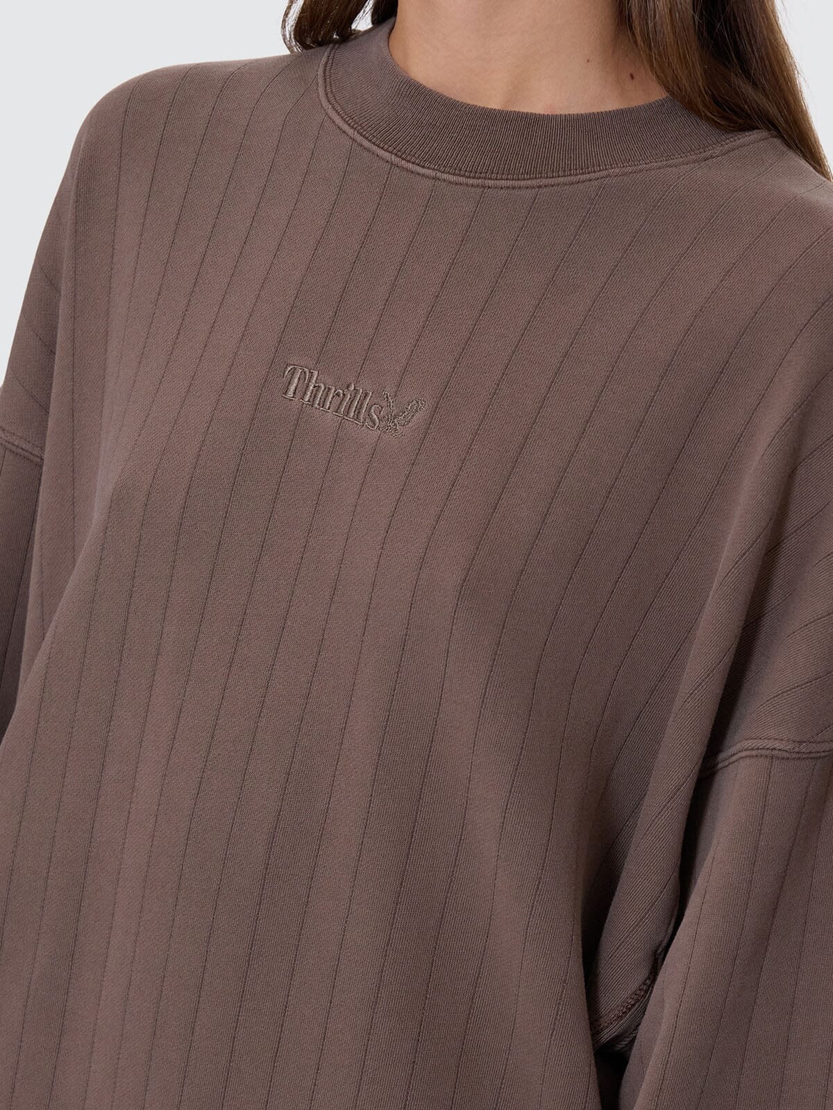 THRILLS WORKWEAR RIB COCOON PANEL CREW