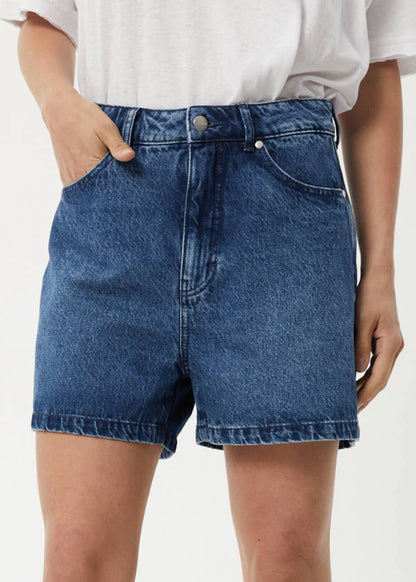 SEVENTY THREES - HEMP DENIM HIGH WAISTED SHORTS