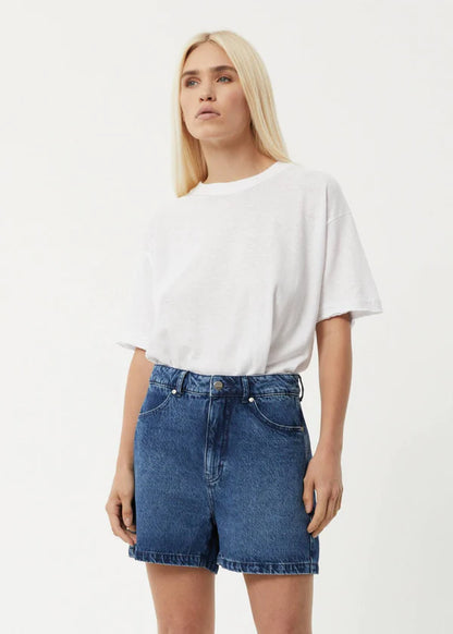 SEVENTY THREES - HEMP DENIM HIGH WAISTED SHORTS
